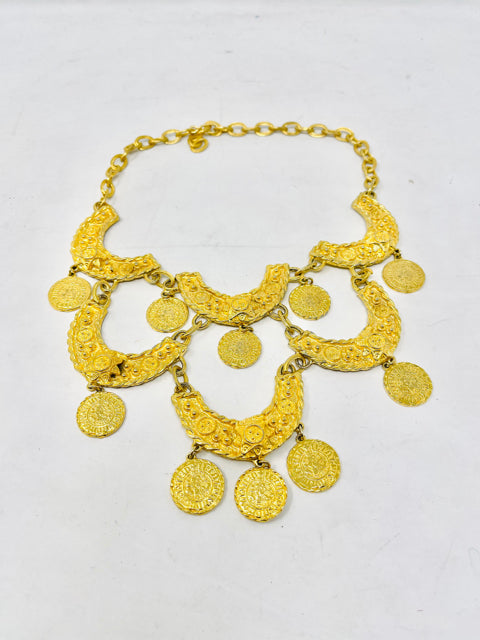 Alexis Kirk Gold Egyption Bib Necklace Vintage - 2536-1-12821