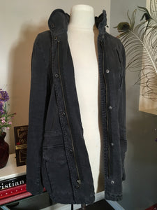 James Perse Size 2 Off Black Distressed Cotton Jacket