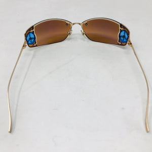 Loree Rodkin Metal Brown Gold Peace Sign Cher Sunglasses 2400-635-3820