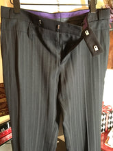 Load image into Gallery viewer, Barbara Bui Size 40 Black Wool Wid Leg Pinstripe Pants 2400-456-11020
