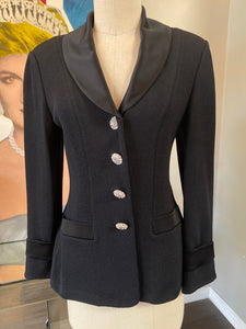 St. John Black Santana Knit Tuxedo Jacket NWT