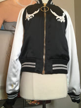 Load image into Gallery viewer, Off-White Black Satin Virgil Abloh Bomber Crain Eagle Jacket 2400-99-12119
