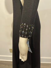 Load image into Gallery viewer, St. John Size 0 Black Santana Knit Beaded Long Sleeve Gown Dress
