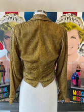 Load image into Gallery viewer, Jay Jaxon Size S/M Gold Beaded Cropped Evening Jacket
