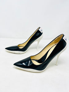 Moschino Black Patent Leather Licence Plate Pumps 2813-1-61221