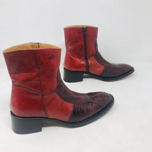 Load image into Gallery viewer, Gianni Barbato 37.5 Red Leather Crock Ankle Boots 2400-539-12820
