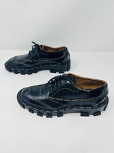 Load image into Gallery viewer, Balenciaga 37 1/2 Black Leather Silver Staple Derby Shoes
