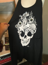 Load image into Gallery viewer, 291 Size 2 Black &amp; White Cotton High Low Skull Flowers Dress 2400-492-82920
