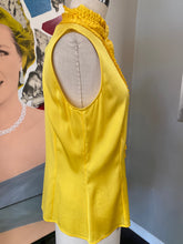 Load image into Gallery viewer, St. John Size 4 Yellow Silk Sleeveless Ruffle Front Blouse NWT
