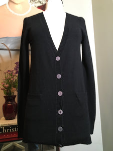 291 Size 1 Black Cashmere Sweater ROCK AND ROLL Cardigan NWT 2400-811-12119