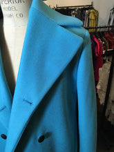 Load image into Gallery viewer, Balenciaga Blue Wool Blend Double Breasted Pea Coat  Runway 2014
