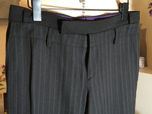 Load image into Gallery viewer, Barbara Bui Size 40 Black Wool Wid Leg Pinstripe Pants 2400-456-11020
