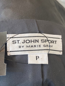 St. John Gunmetal Leather Silver Grommets Jacket