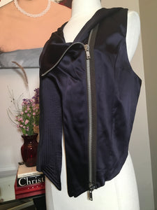 Haider Ackermann Size 38 Black Purple Satin Vest NWT 2400-140-12119