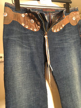 Load image into Gallery viewer, Adriano Goldschmed Size 27 Bluen Leather Waist Jeans 2400-283-52120
