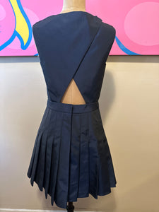 Viktor & Rolf Size 42 Navy Thick Taffeta Pleated Dress