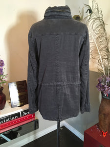 James Perse Size 2 Off Black Distressed Cotton Jacket