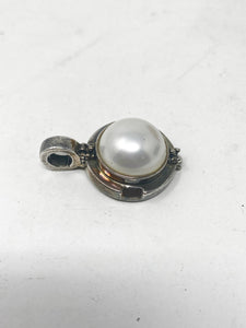 Michael Dawkins Sterling Silver Faux Pearl Enhancer Pendant 2870-55-11121