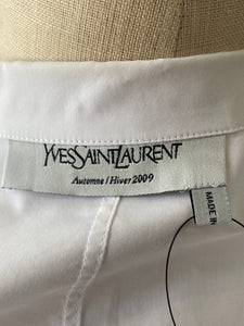 Yves Saint Laurent Size 38 White Cotton Puff Sleeve Blouse