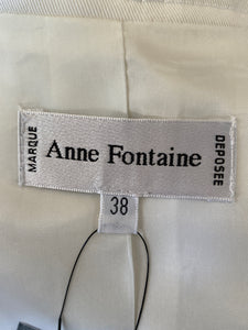 Anne Fontaine Size 38 White Stretch Cotton Ruffle Neck Jacket NWT