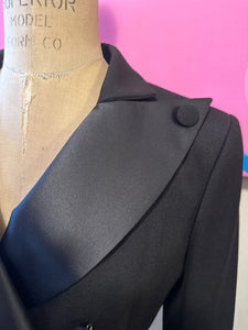 Balmain Size 40 Black Wool GabardineTuxedo Smoking Jacket