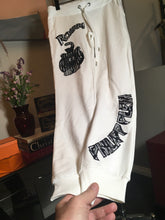 Load image into Gallery viewer, Philipp Plein White Cotton Black Beaded ROAR Sweatpants 2400-446-9920
