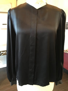 Brand Valentino Size S Black & Ivory Silk Satin Blouse - 2217-35-72319