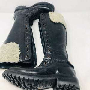 St. Moritz 37 Black Leather Aviator Fur Trim Boots NWOB 2400-555-3420