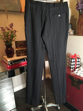 Load image into Gallery viewer, Barbara Bui Size 40 Black Wool Wid Leg Pinstripe Pants 2400-456-11020
