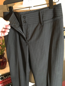 Dolce & Gabbana Size 42 Black Wool Pin Stripe Pants 2400-299-11020