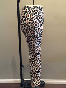 Michael Kors Sz 4 Tan Black Silk Texxtured Animal Print Cropped Pants 1-13-51019