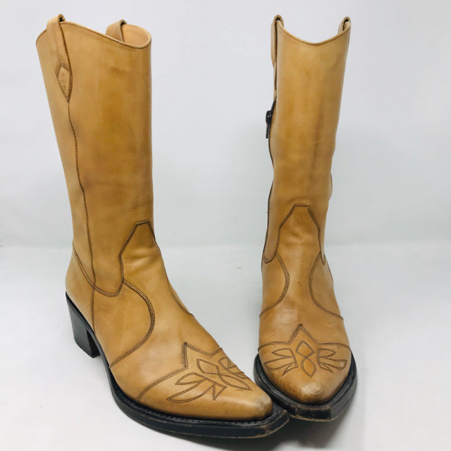 Gianni Barbato 37.5 Tan Leather Western Boots 2400-551-31220