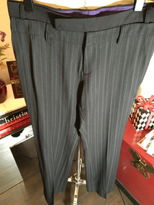 Barbara Bui Size 40 Black Wool Wid Leg Pinstripe Pants 2400-456-11020