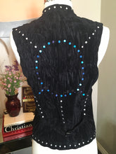 Load image into Gallery viewer, Issey Miyake Black Jacket Vest Combo Studs Crushed Velvet 2 Pc 2400-234-12119
