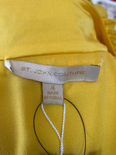 Load image into Gallery viewer, St. John Size 4 Yellow Silk Sleeveless Ruffle Front Blouse NWT
