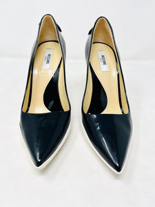 Moschino Black Patent Leather Licence Plate Pumps 2813-1-61221