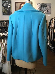 Balenciaga Blue Wool Blend Double Breasted Pea Coat  Runway 2014