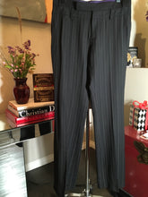 Load image into Gallery viewer, Barbara Bui Size 40 Black Wool Wid Leg Pinstripe Pants 2400-456-11020
