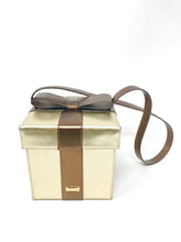 Load image into Gallery viewer, Moschino Brown Gold Leather Gift Box Bag Purse
