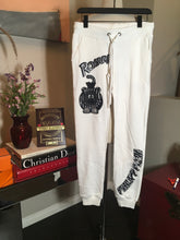 Load image into Gallery viewer, Philipp Plein White Cotton Black Beaded ROAR Sweatpants 2400-446-9920
