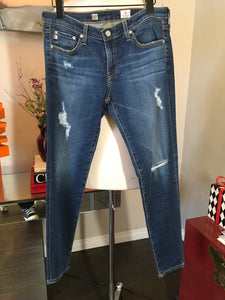 AG Size 30 Blue Ripped Super Skinny Ankle Legging Jeans 2400-327-31020