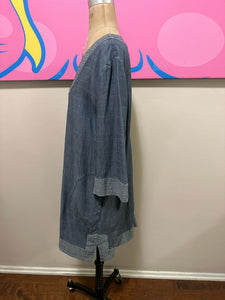 Trina Turk Size L Blue Denim Shift Dress