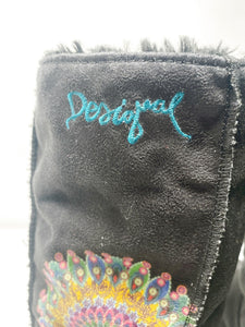 Desigual 40 Black Faux Fur Sueds Boots 2870-140-11121