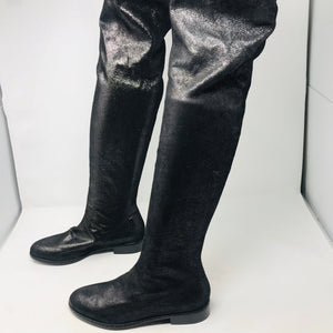 Amanda Gregory 37 Gunmetal Stretch Leather Over the Knee Boots 2400-532-12220