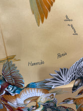 Load image into Gallery viewer, Hermes Yellow Teal Blue Birds Silk Scarf 2870-11-11121
