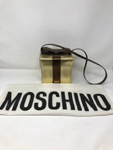 Load image into Gallery viewer, Moschino Brown Gold Leather Gift Box Bag Purse
