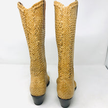 Load image into Gallery viewer, Gianni Barbato 37 Tan Woven Leather Western Boots 2400-553-102120
