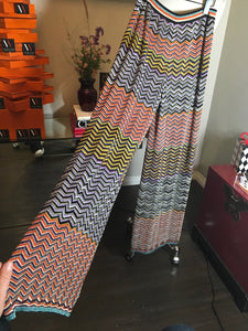 Missoni Size 42 Orange & Black Knit Zig Zag Pants 2400-379-122719