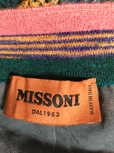 Missoni Size 42 Pink & Green Waffle Striped Knit Striped Pants 2400-386-11820