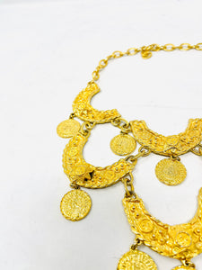 Alexis Kirk Gold Egyption Bib Necklace Vintage - 2536-1-12821